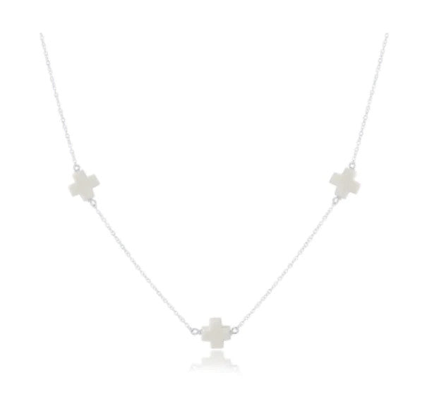ENewton Simplicity Chain Sterling Signature Cross 15" Necklace Off White