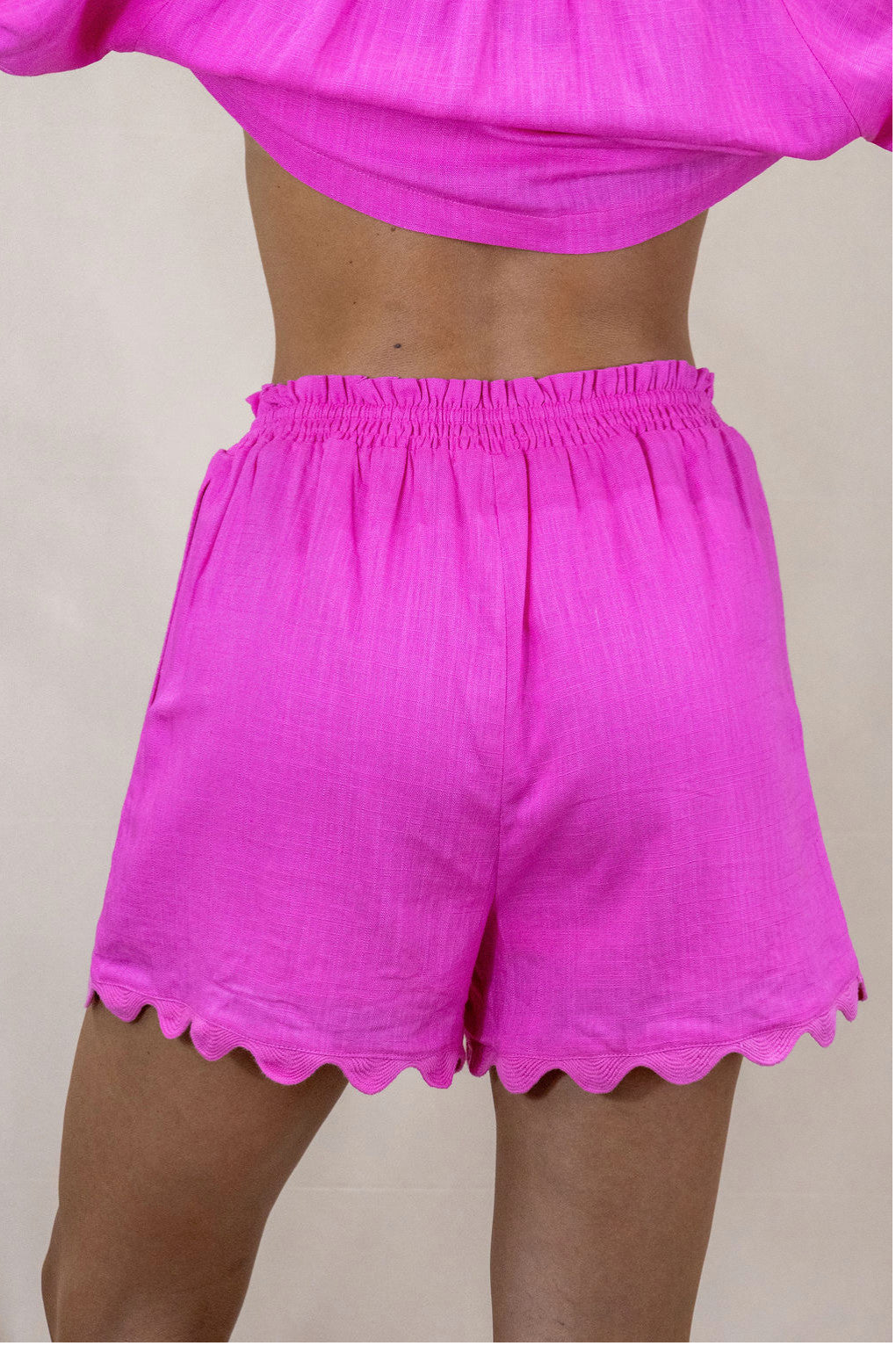 Shaddow and Fish Gracie Scalloped Detail Shorts Hisbiscus
