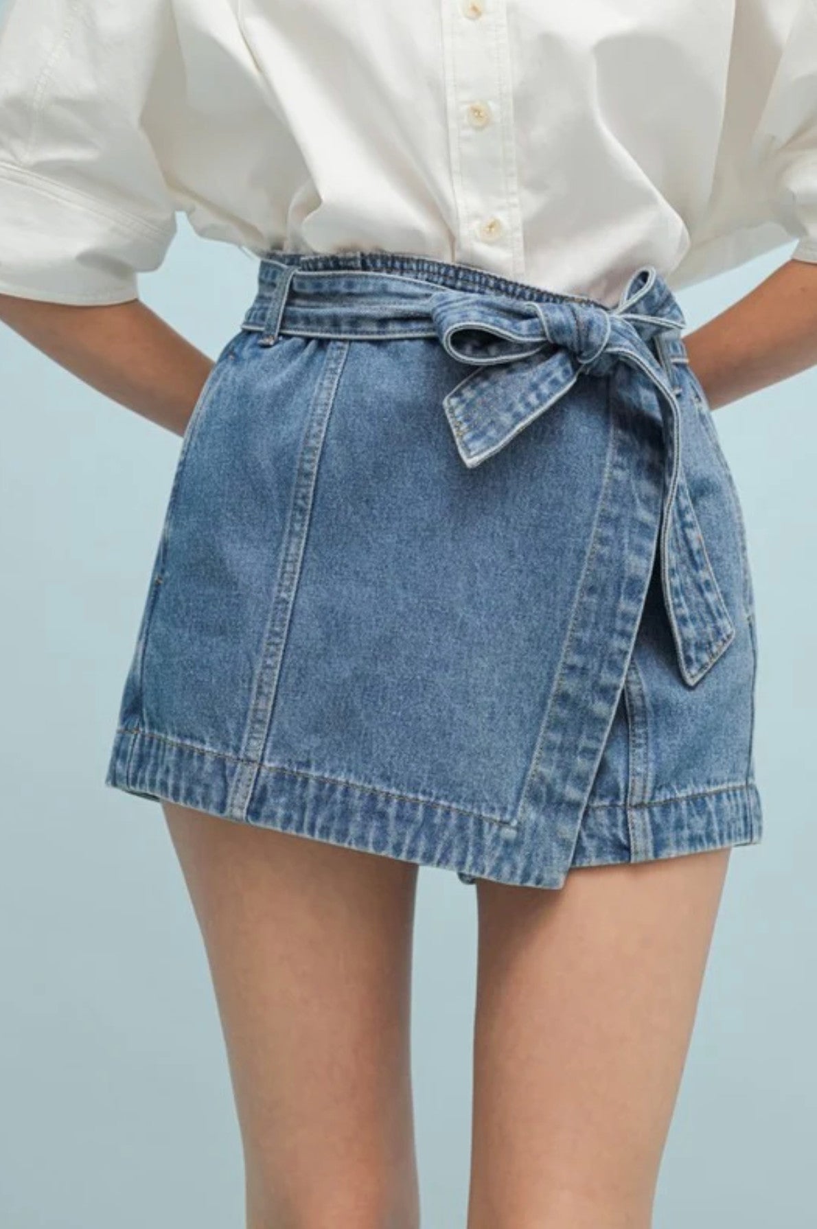 Shaddow and Fish Katherine Denim Wrap w/ Belt Skort Denim