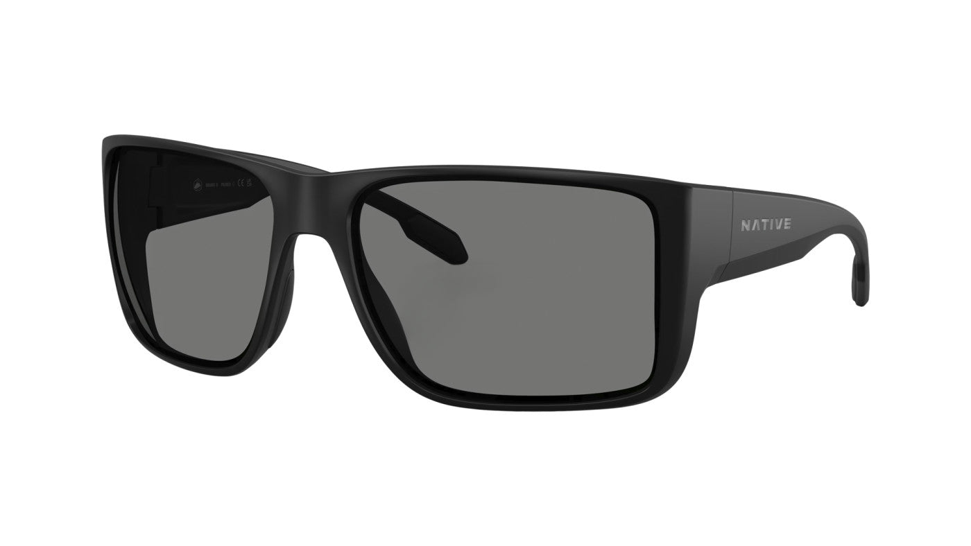 Native Eyewear Badlands XL Matte Black Frame w/ Grey Lens Sunglasses Polarized