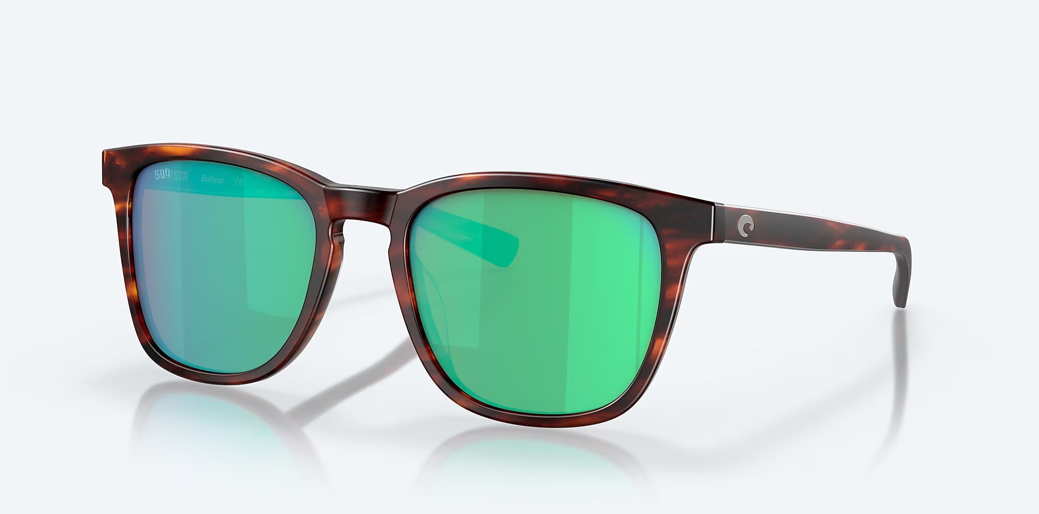 Costa Sullivan Matte Tortoise Frame w/ Green Mirror Lens 580G Sunglasses Polarized