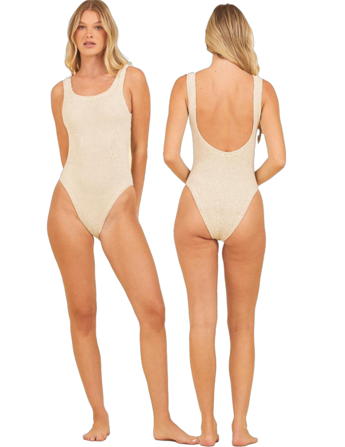 Surf Gypsy Krinkle Standard Tank Lurex One Piece White Gold O/S
