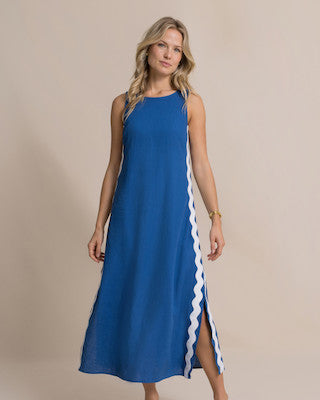 Southern Tide Zalla Side Stripe Maxi Dress Nautical Blue