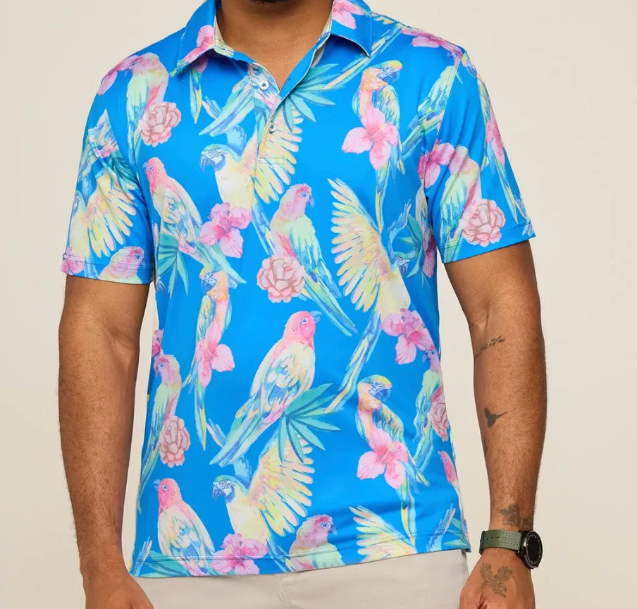 Chubbies The Pajaros Performance Polo Bright Blue