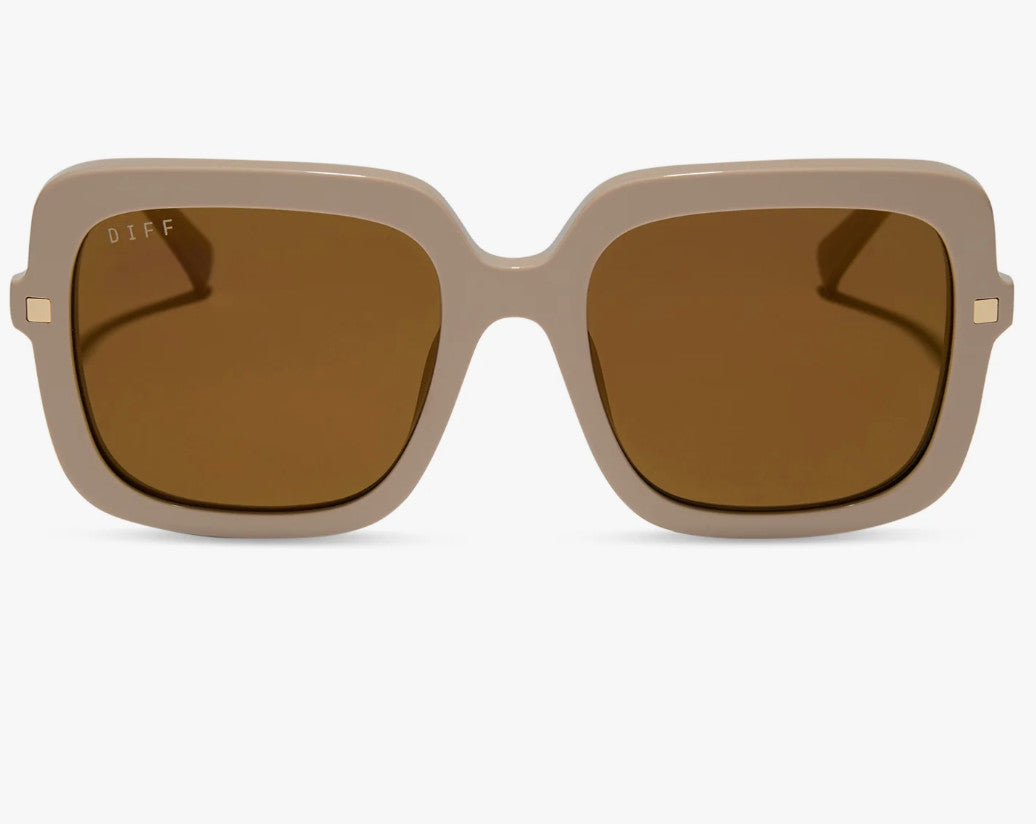 Diff Sandra Almond Frame w/ Brown Gold Flash Lens Sunglasses