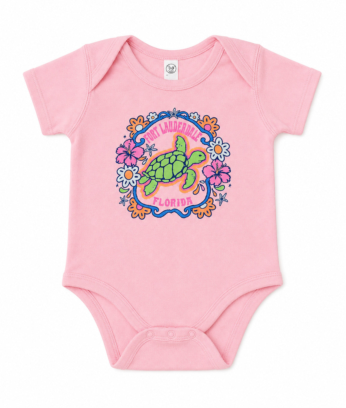 Shaddow and Fish Sugar Turtle Fort Lauderdale Glitter Onesie Blush