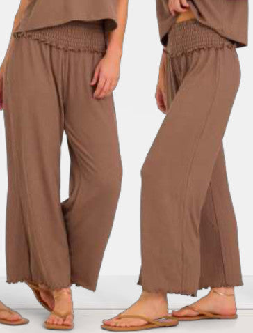 Shaddow and Fish Rib Knit Wide Leg Pants