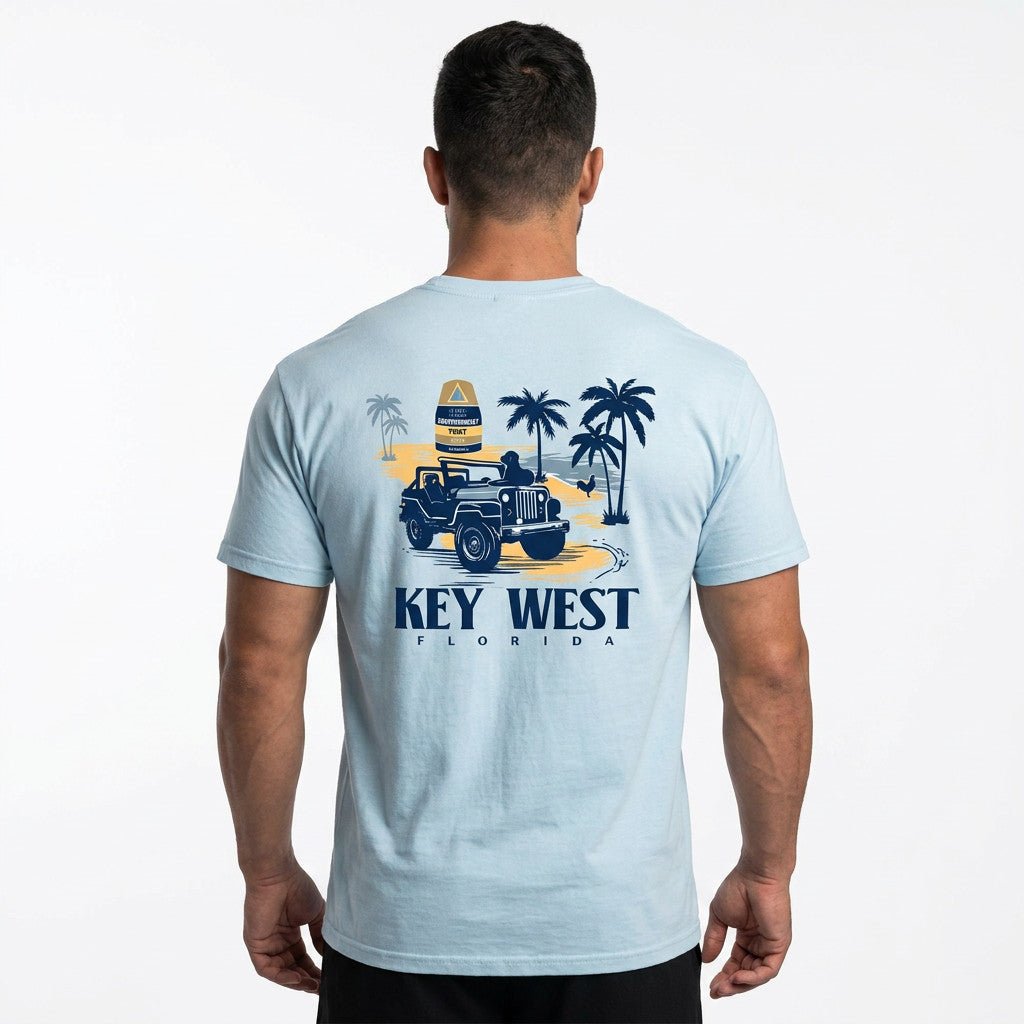 Shaddow and Fish Plot Stop Jeep Key West SS Tee