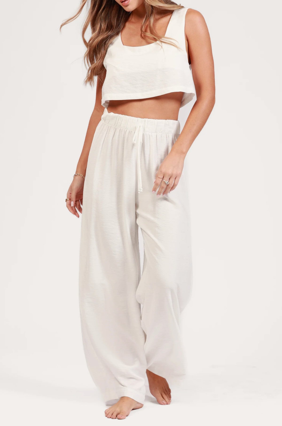 Salty Weekend Tina Iguazu Flowy Pants White
