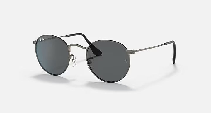 Ray Ban Round Metal Antique Gunmetal Frame w/ Dark Grey Lens Sunglasses