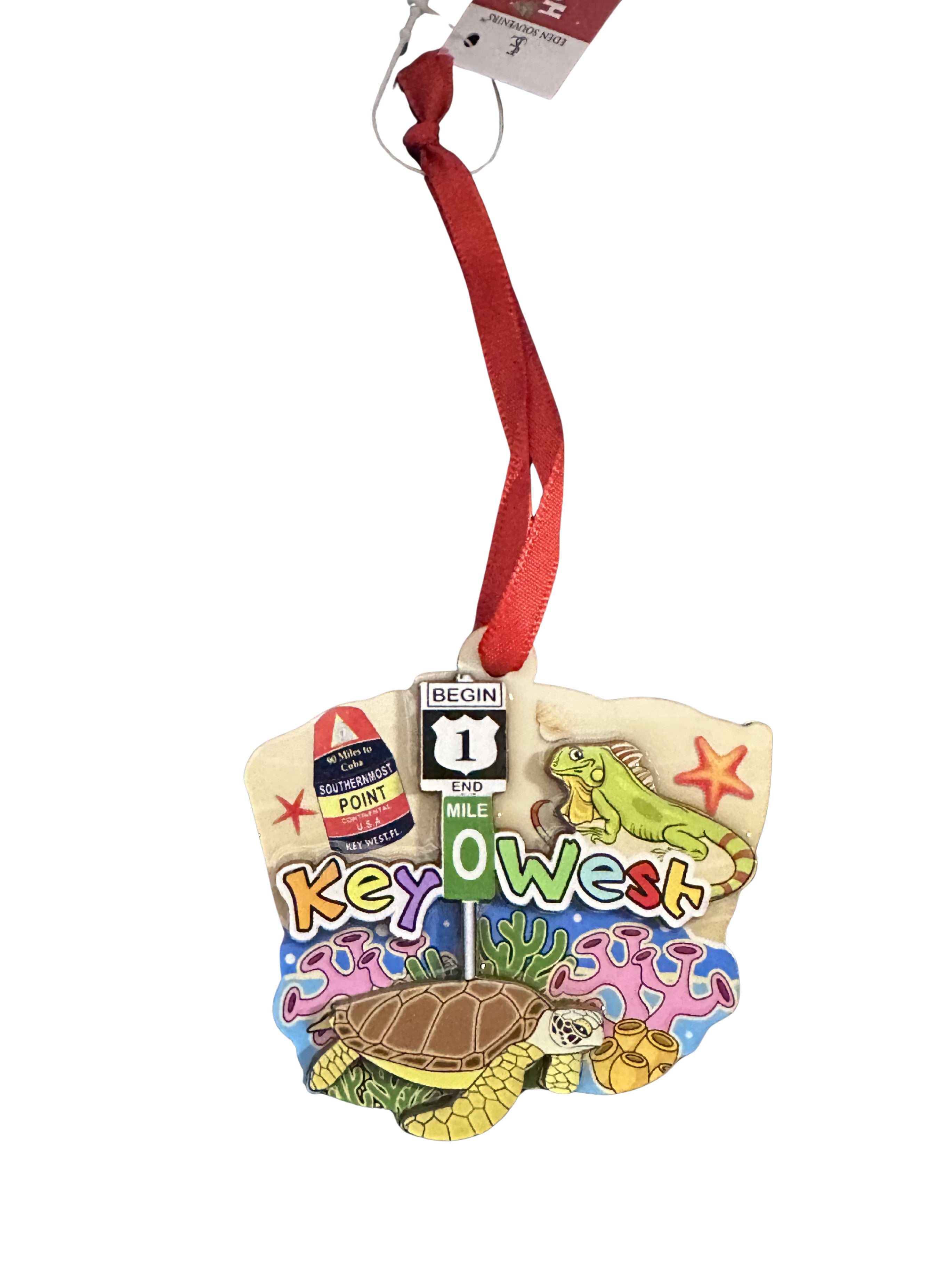 Tropical Sea Turtle & Southernmost Point Ornament