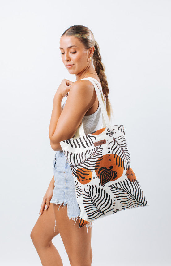 Sand Cloud Retro Turtles Everyday Tote Natural