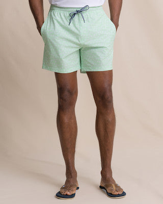 Southern Tide  Palmy Vibes Swim Trunk Green Ash