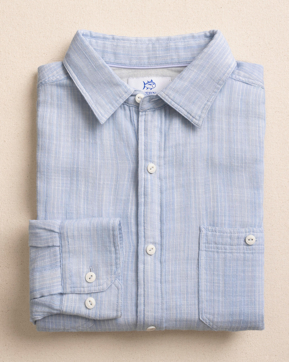 Southern Tide Windward Stripe Heather Double Cloth Sportshirt LS Ocean Channel