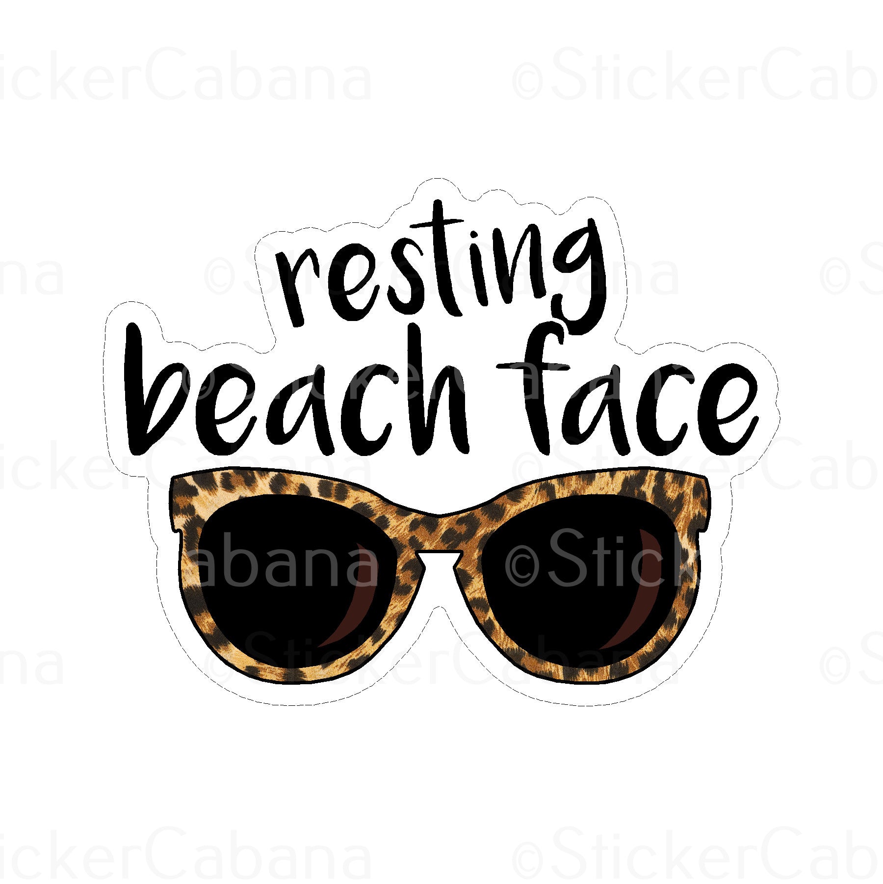 Sticker Cabana Resting Beach Face Sunglasses Large Sticker