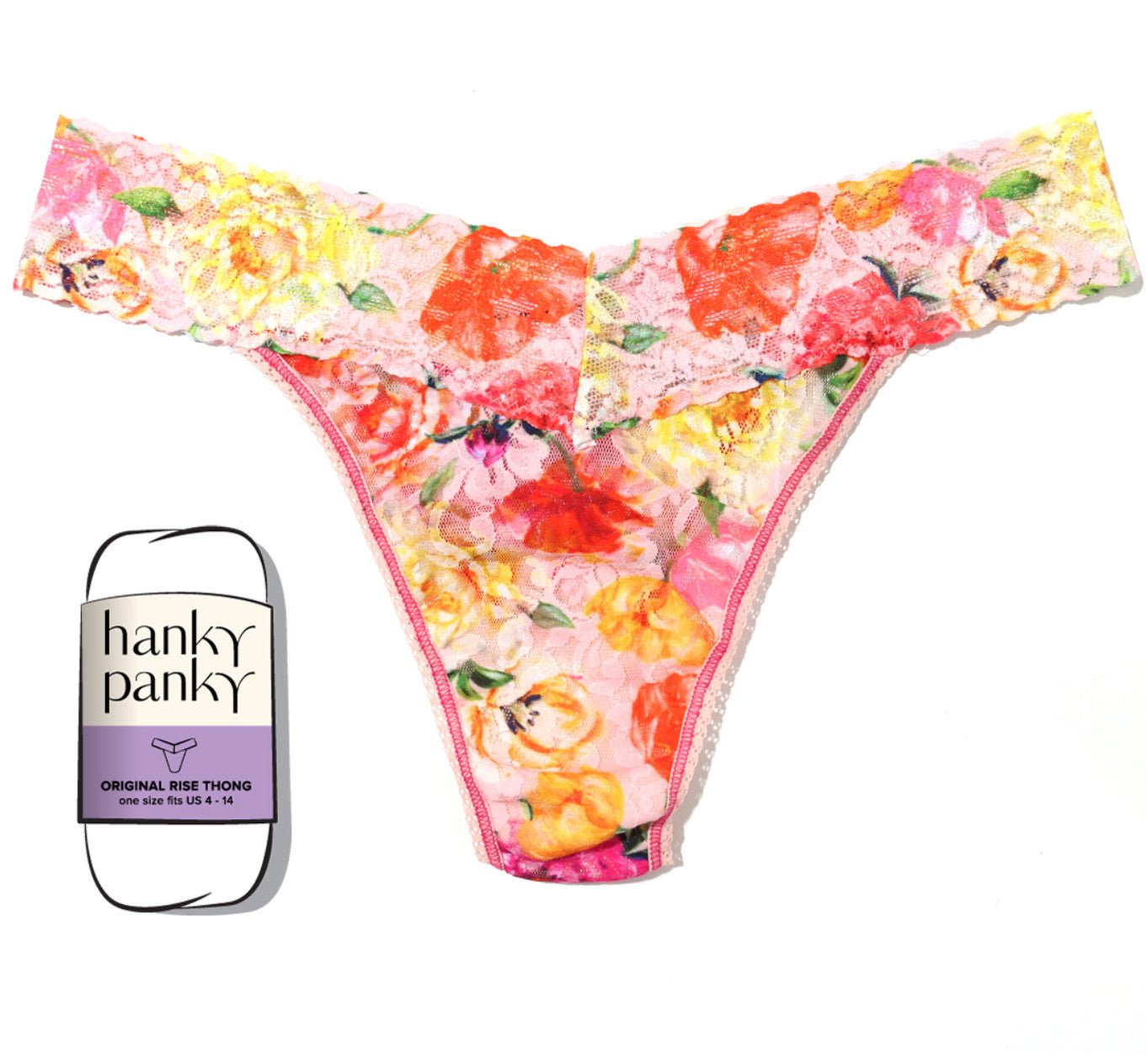 Hanky Panky Printed Original Wrapped Thong Printed Bring Me Flowers O/S