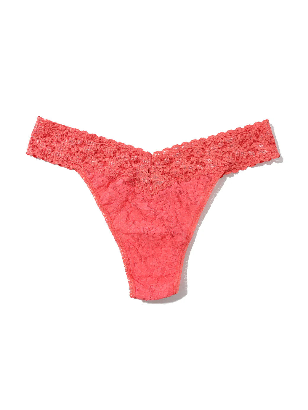Hanky Panky Rolled Signature Original Lace Rolled Thong Solid Courageous Coral O/S