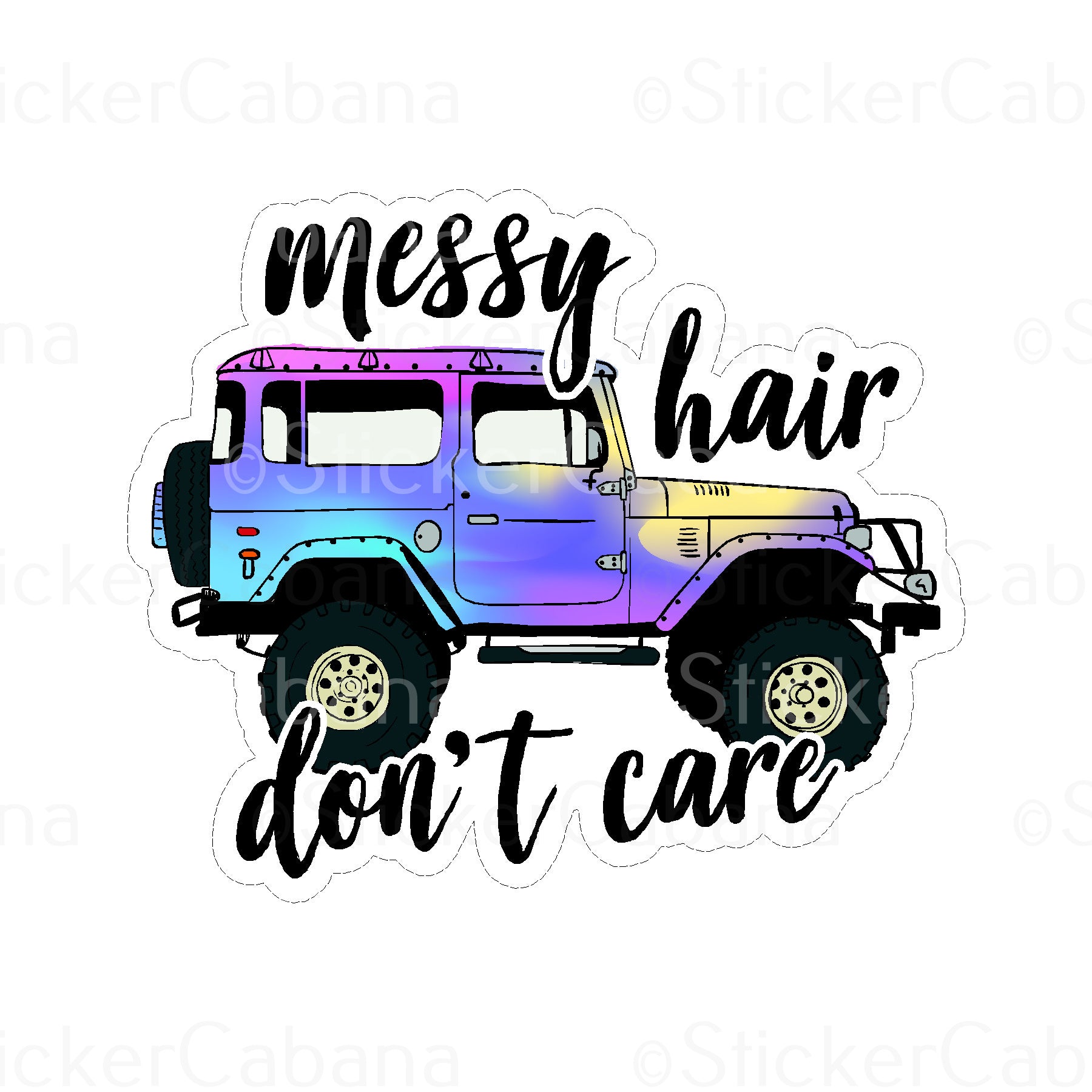 Sticker Cabana Purp/Blue Jeep Messy Hair Large Sticker