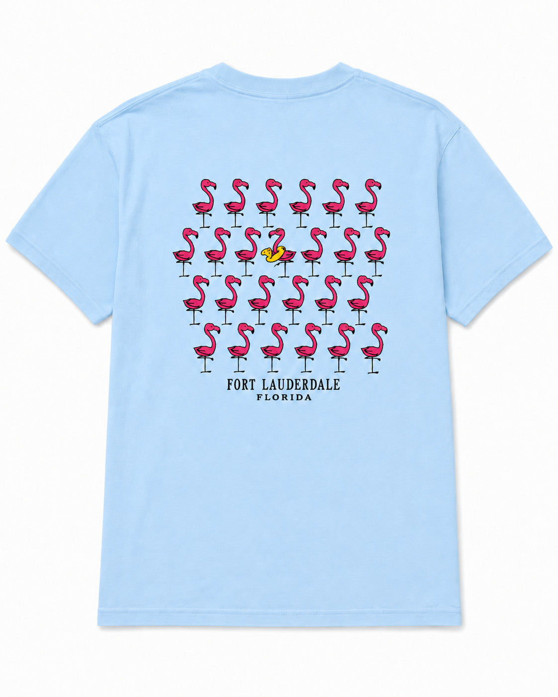 Shaddow and Fish Fort Lauderdale Flamingo Frenzy Tee SS Powder Blue