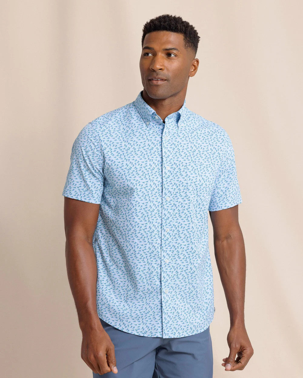Southern Tide Intercoastal Fintastic Sportshirt Cerulean