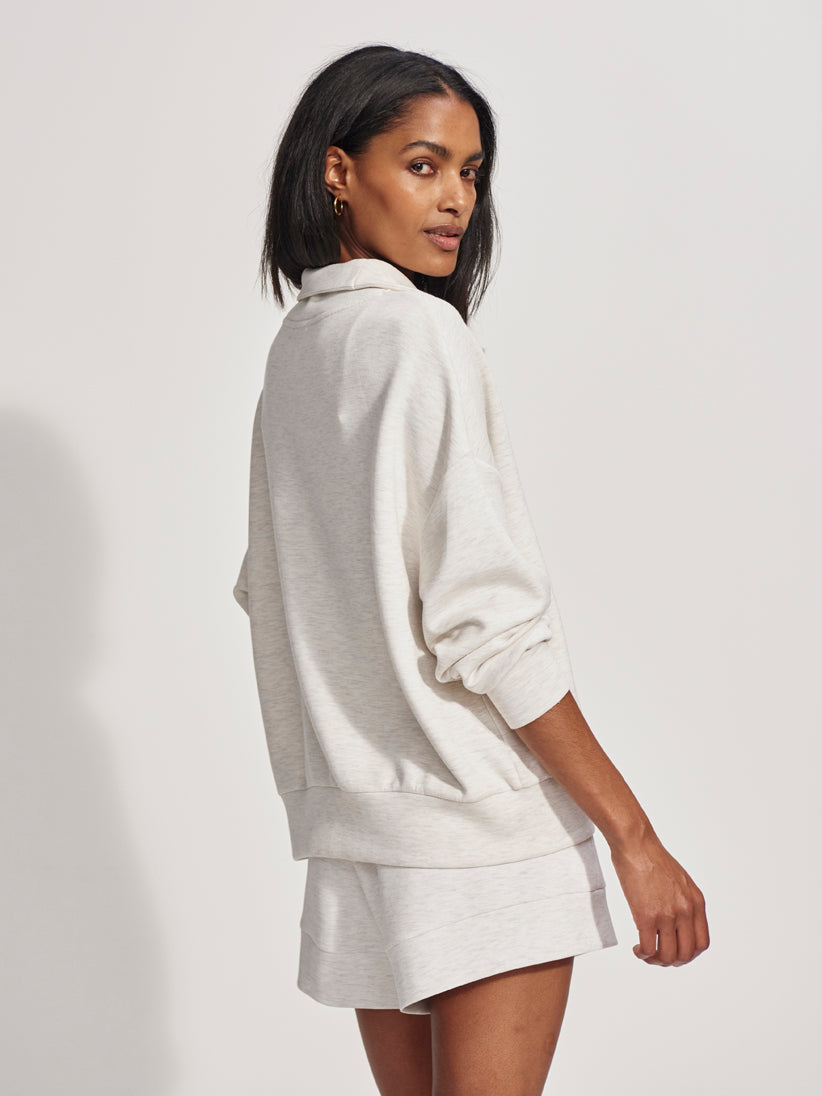 VARLEY Hawley Half Zip Sweater Ivory Marl