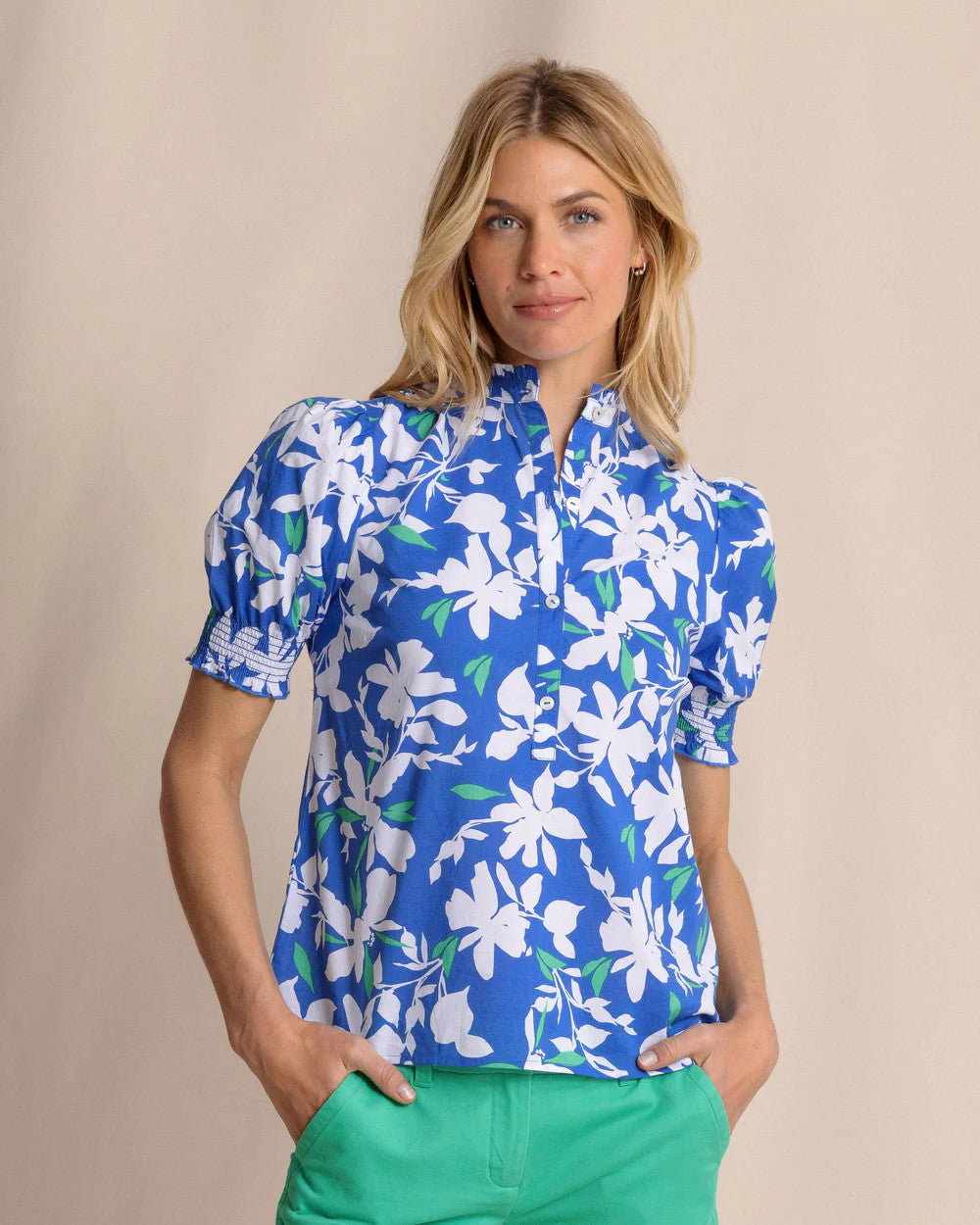 Southern Tide Meadow Blossom Bay Top Blue Lolite