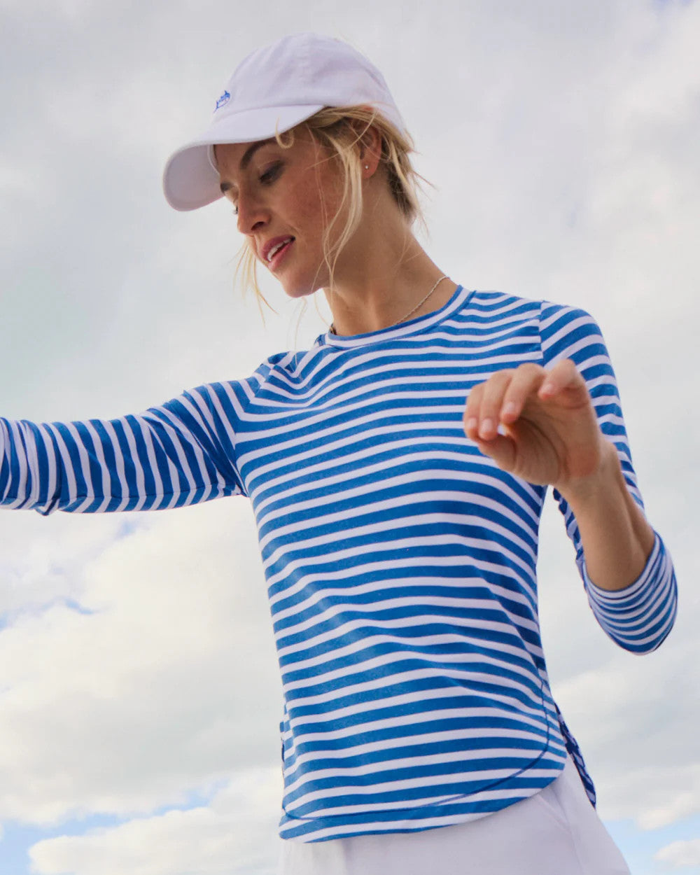 Southern Tide Linley Stripe Coastal Breeze Performance Crew LS