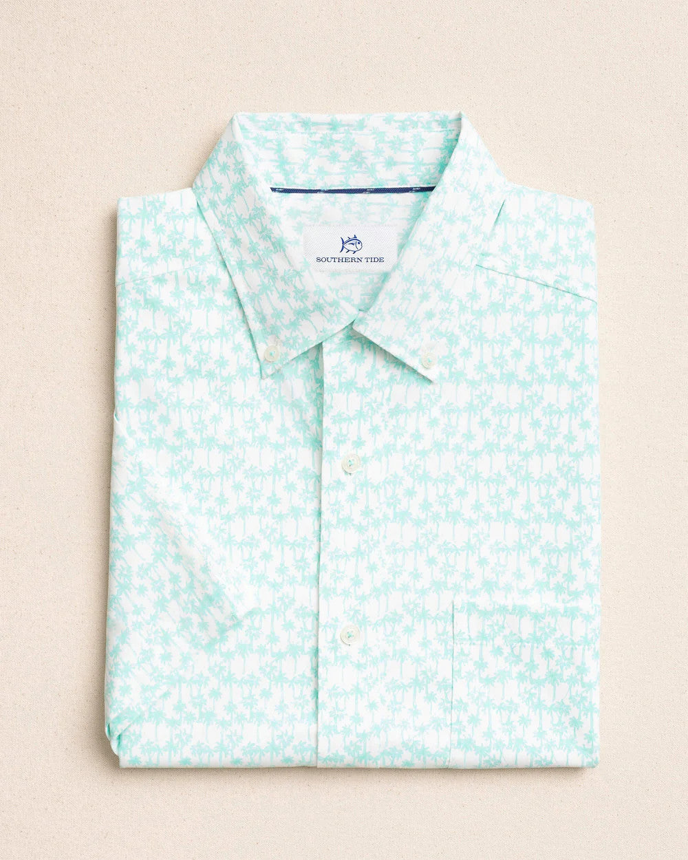 Southern Tide Coastal Breeze Talk to the Palm Sportshirt SS Shore Blue