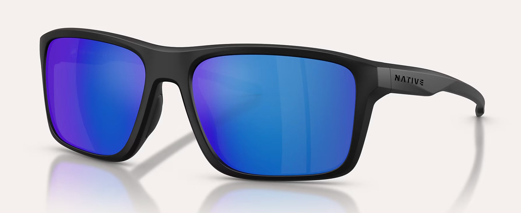 Native Eyewear Tavern Matte Black Frame w/ Blue Reflex Lens Sunglasses Polarized