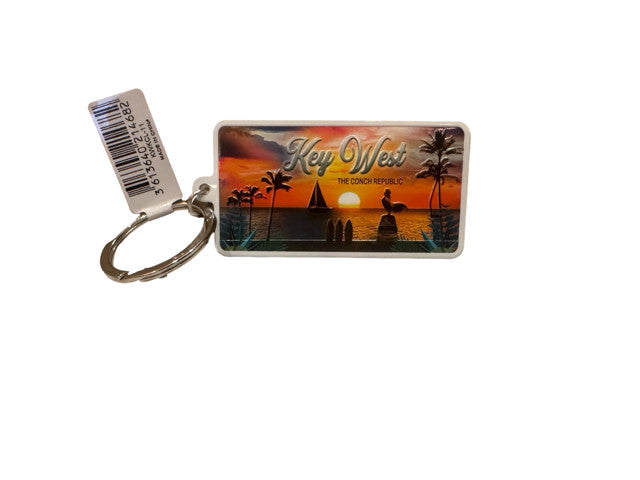 Sunset Beach Key West License Plate Keychain