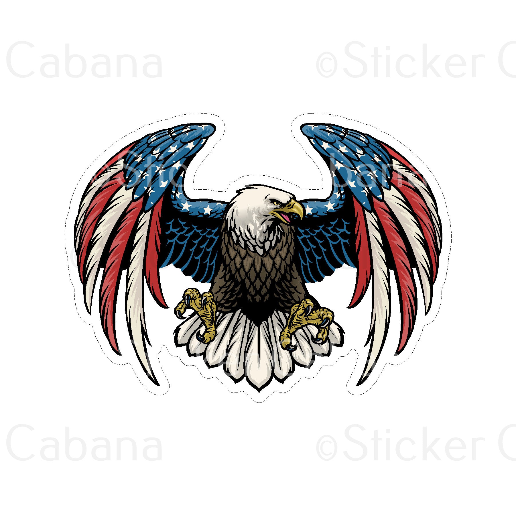 Sticker Cabana Eagle W/American Flag Wings Small Sticker