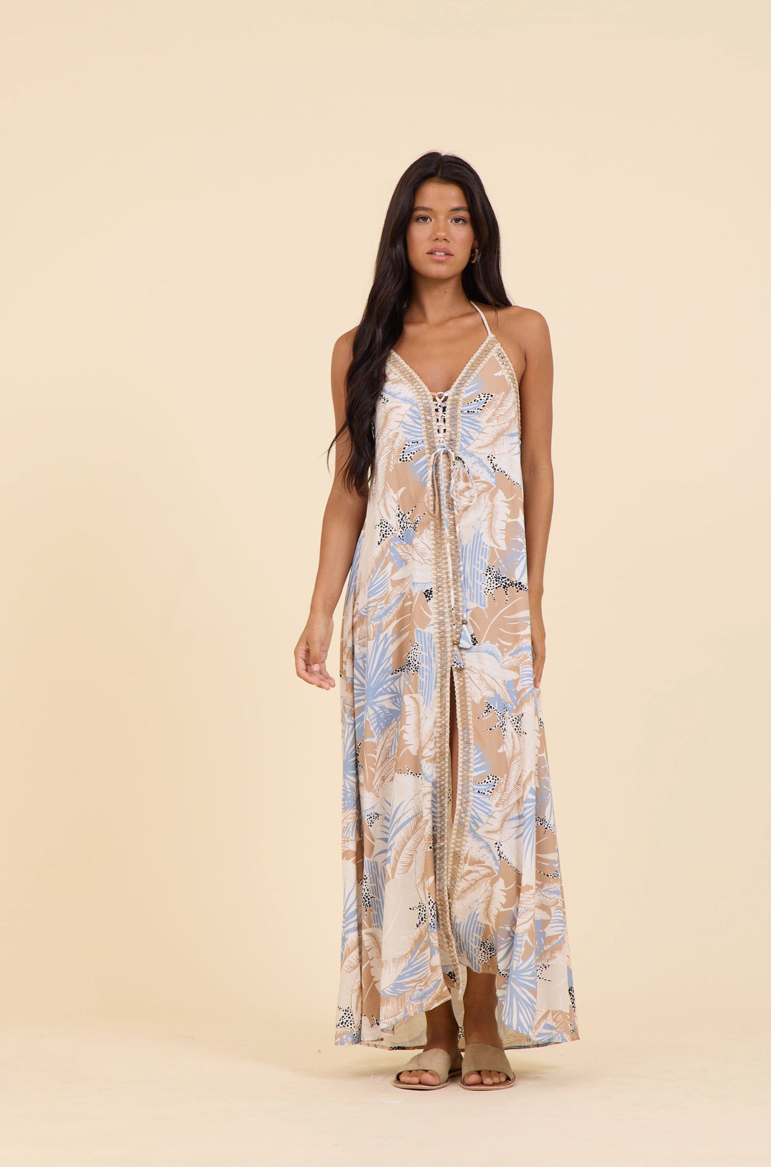 Surf Gypsy Palm Tree Haze Cover Up Maxi Dress
