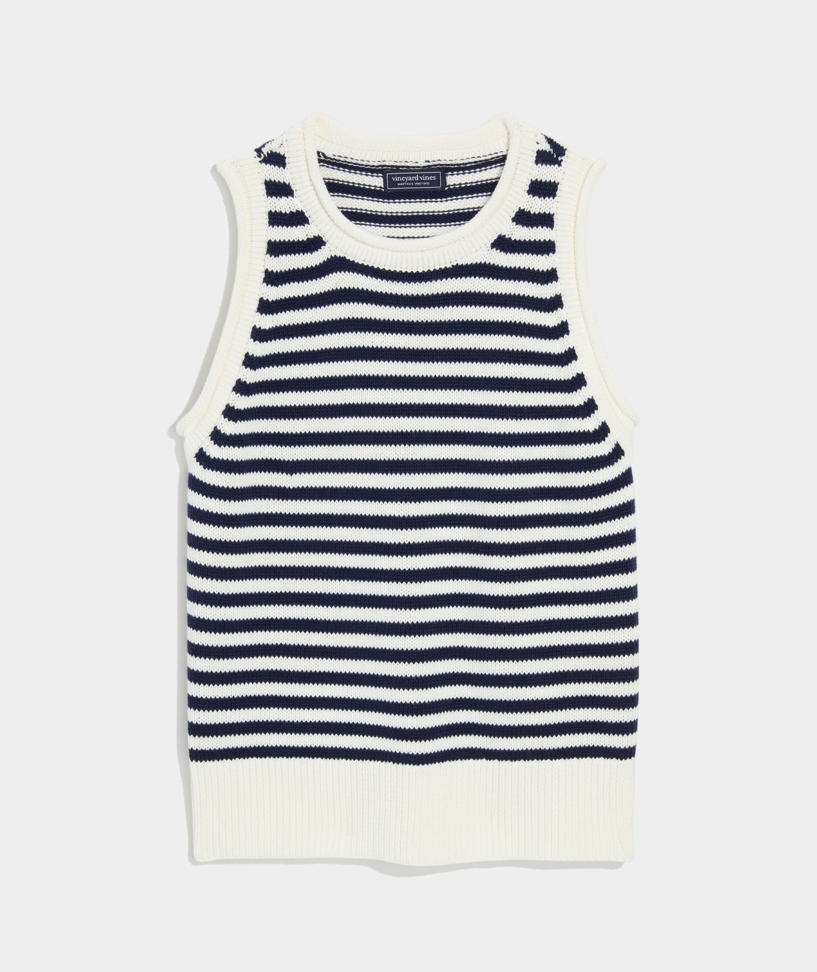 Vineyard Vines Cotton Sweater Tank Stripe Nautical Navy