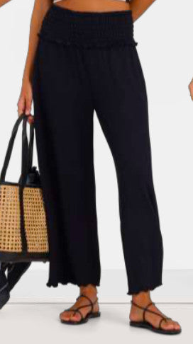 Shaddow and Fish Rib Knit Wide Leg Pants