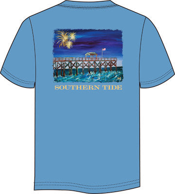 Southern Tide Pier Fireworks Tee SS Ocean Channel