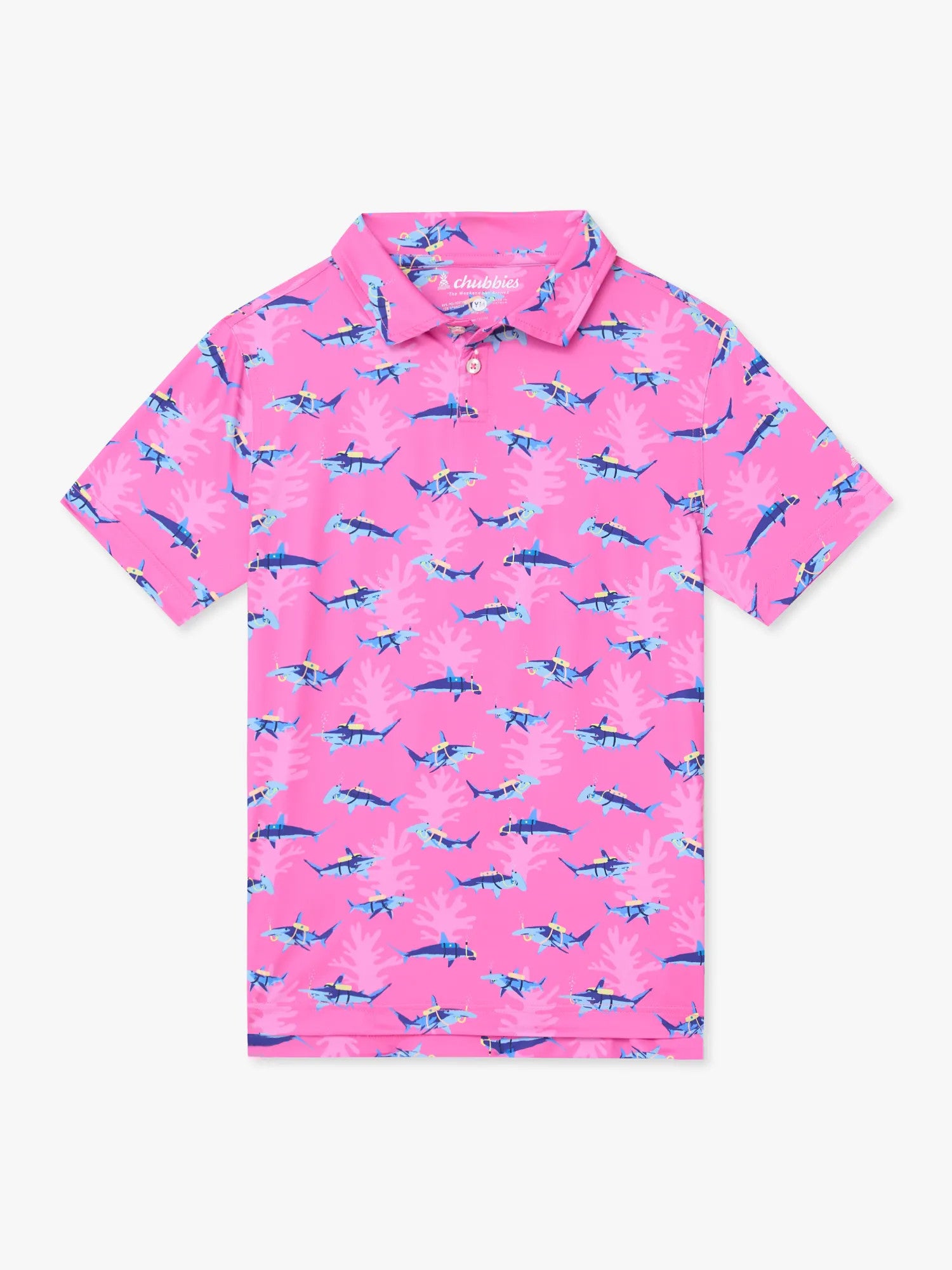 Chubbies The Great Pink Sharks Boys Performance Polo