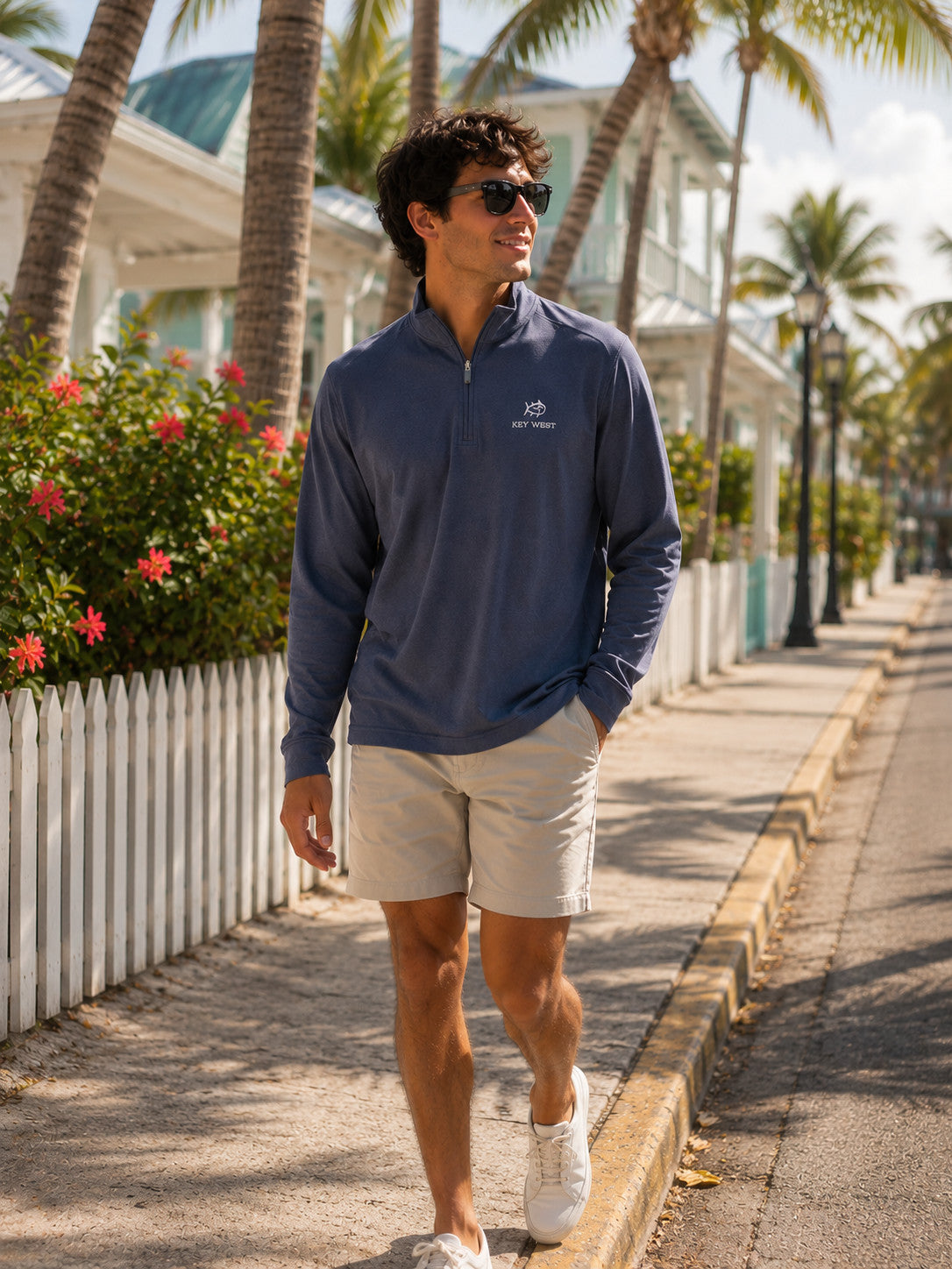 Southern Tide Key West Embroidered Cruiser Heather Quarter Zip