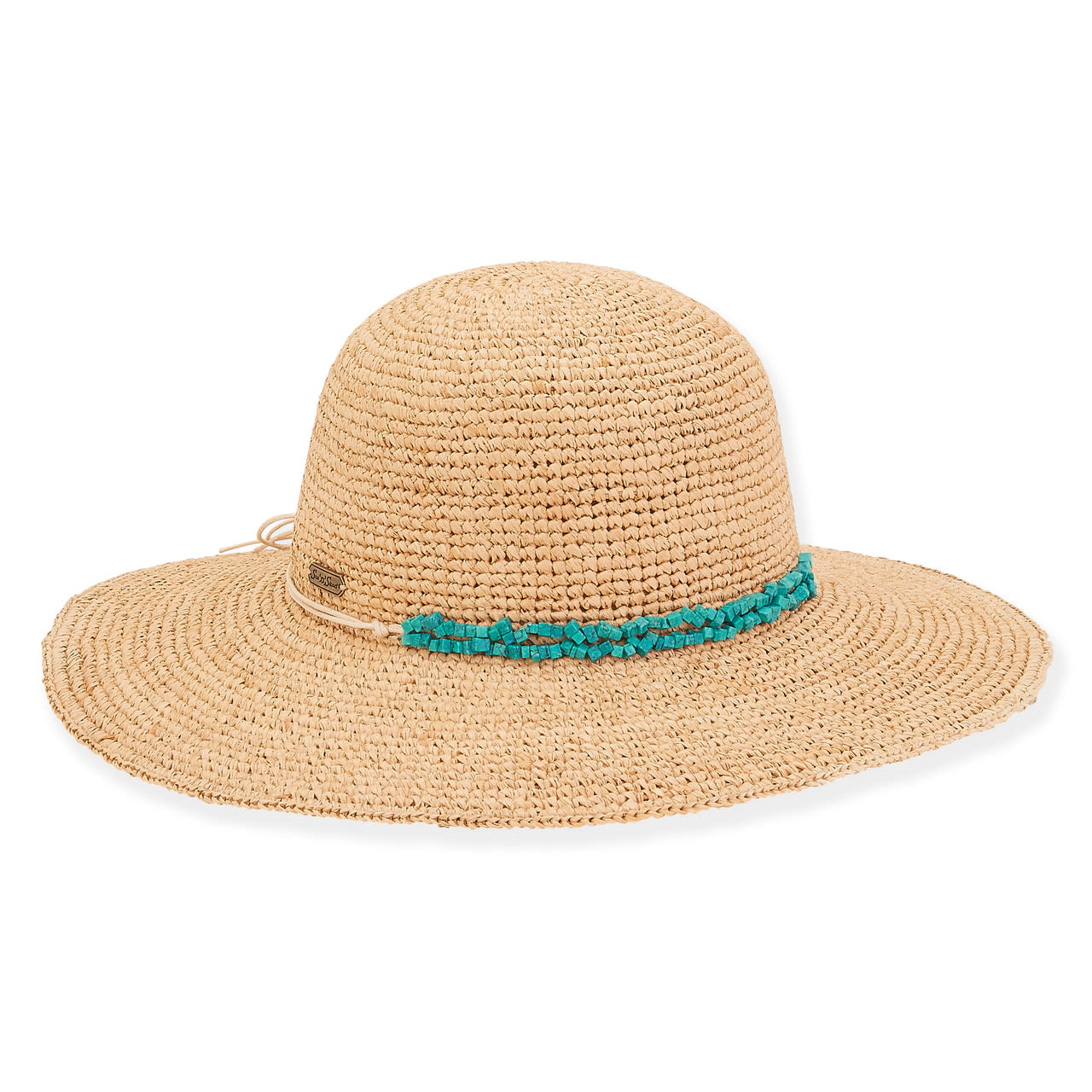 Sun 'N' Sand Florence Raffia Floppy w/ Stones Hat 4" Brim