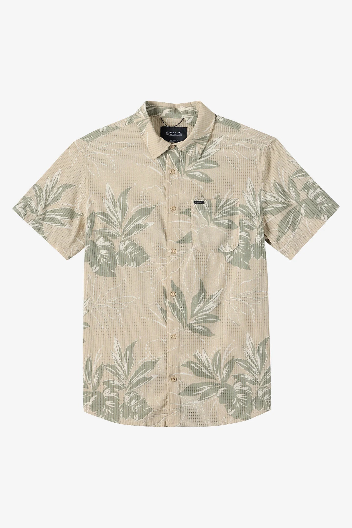 O'Neill TRVLR Perforated Printed Standard Fit Shirt SS Lt Khaki