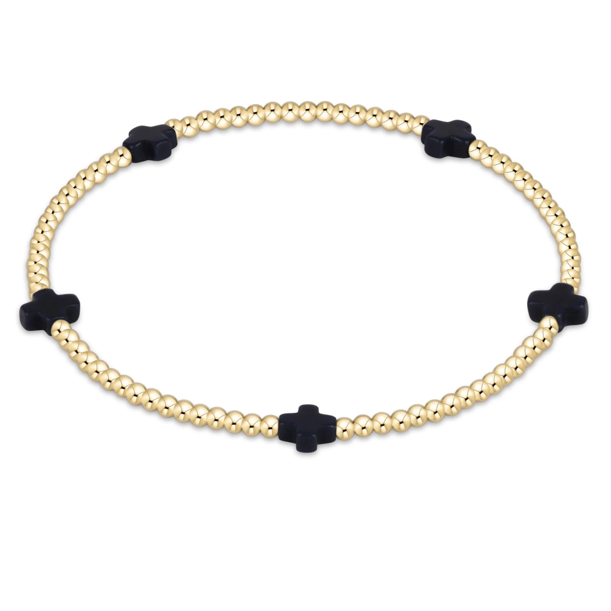 Enewton 250 Anniversary Signature Cross Small 2mm Gold Bracelet 5.5" Navy