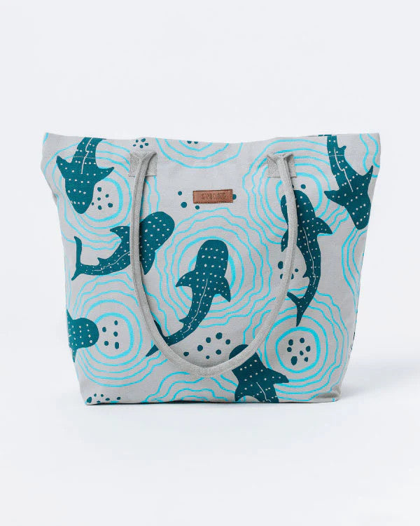 Sand Cloud Shark Ripples Beach Tote Natural