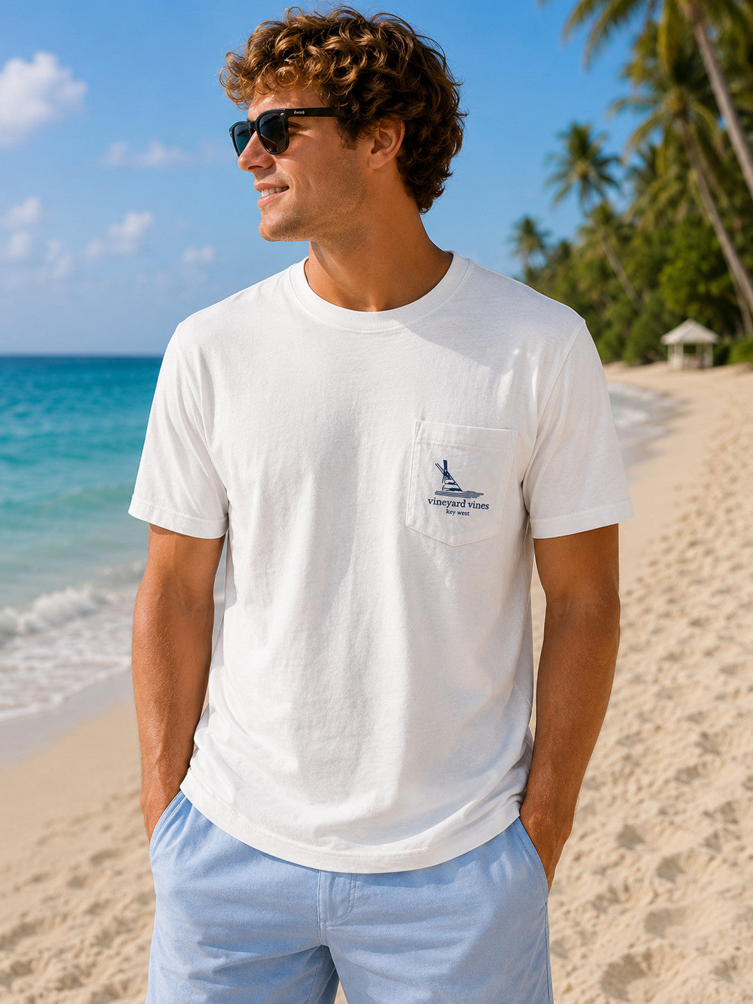 Vineyard Vines Bar Scene Key West Pocket Tee Short Sleeve