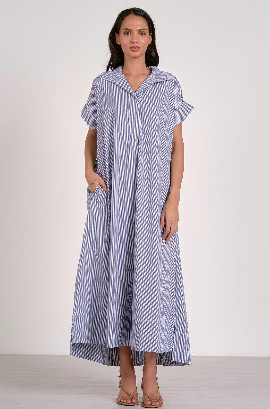 Elan Edith Maxi Oversized Dress Navy Stripe