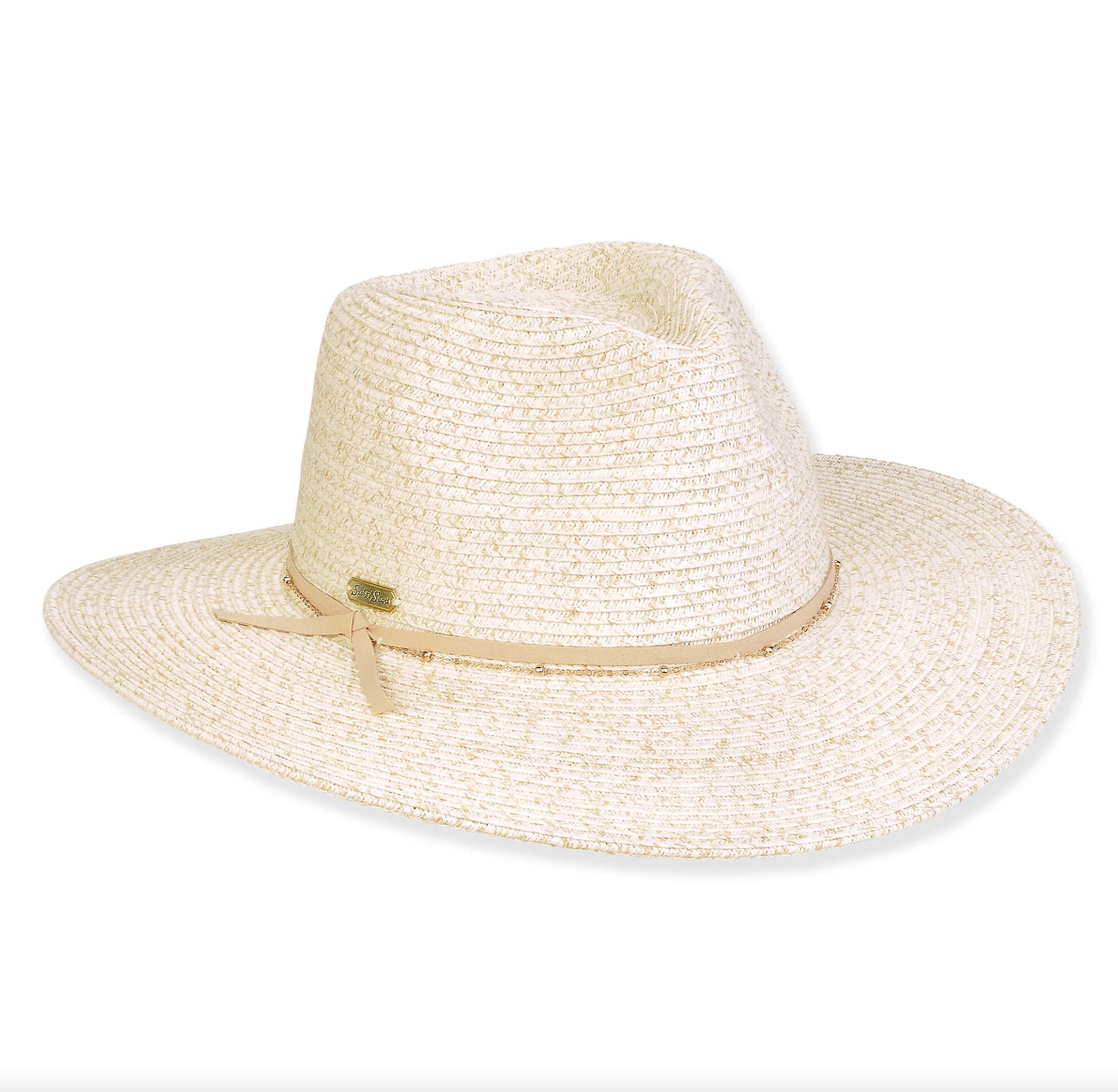 Sun 'N' Sand Emily Beaded Gold Chain Safari Brim 3" Hat