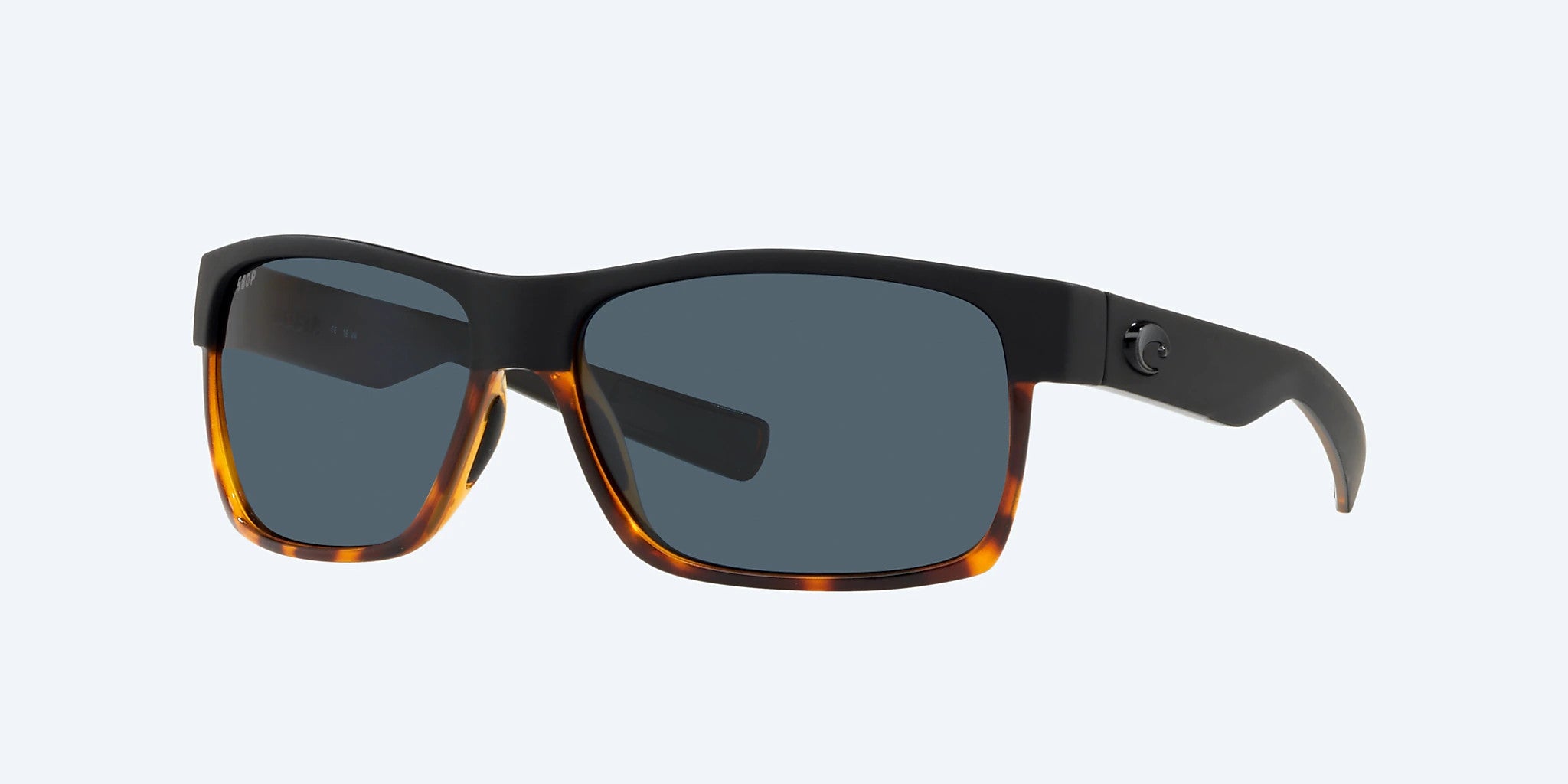 Costa Half Moon Matte Black / Shiny Tortoise Frame w/ Grey Mirror Lens 580P Sunglasses Polarized