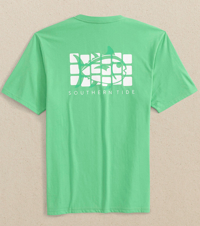 Southern Tide Window Pane Skipjack Tee SS Jade Green