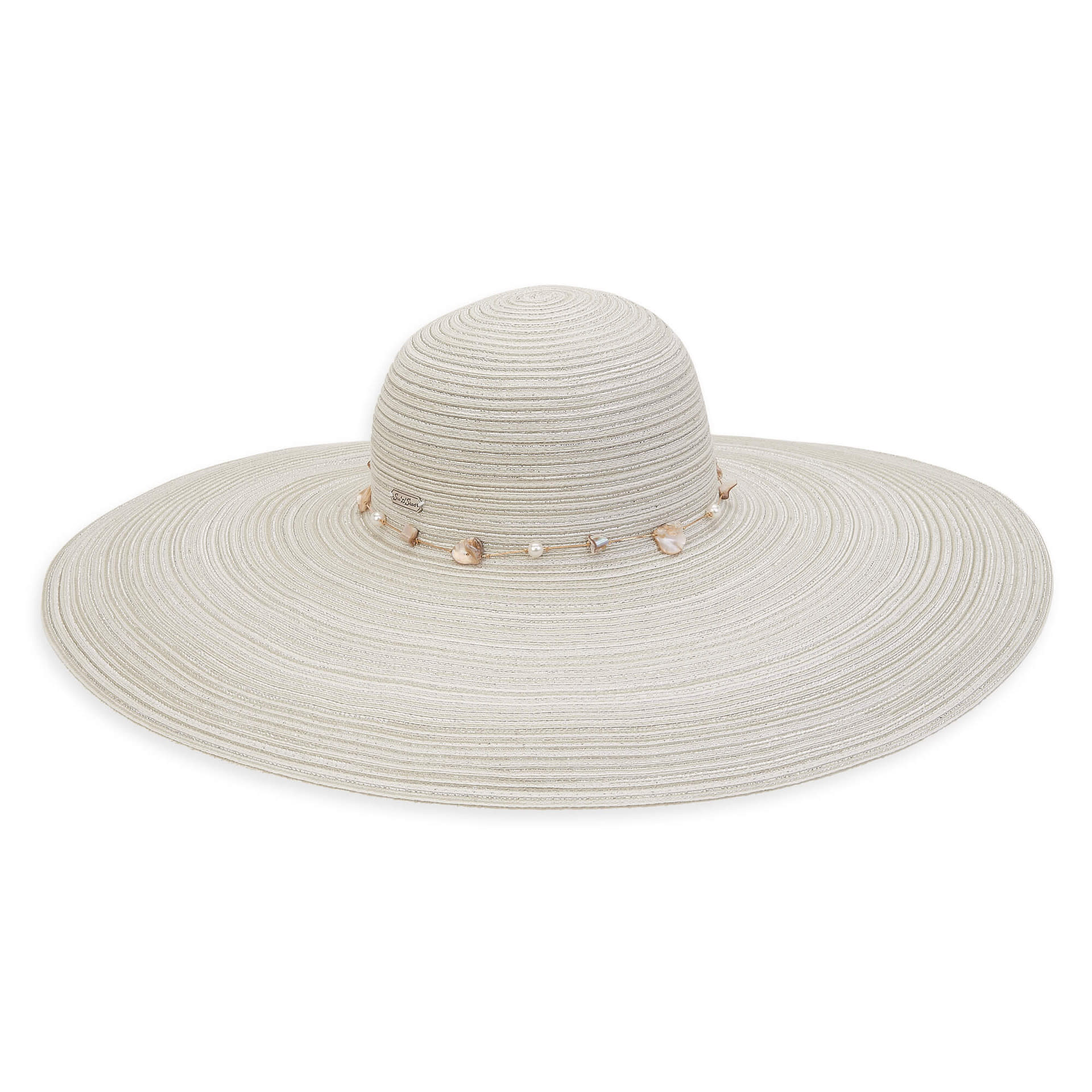 Sun 'N' Sand Lori Metallic w/ Shells Wide Brim Floppy Hat