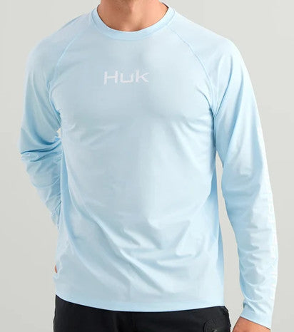 HUK Airweight Tech LS Crew Shirt Coastal Drift Heather
