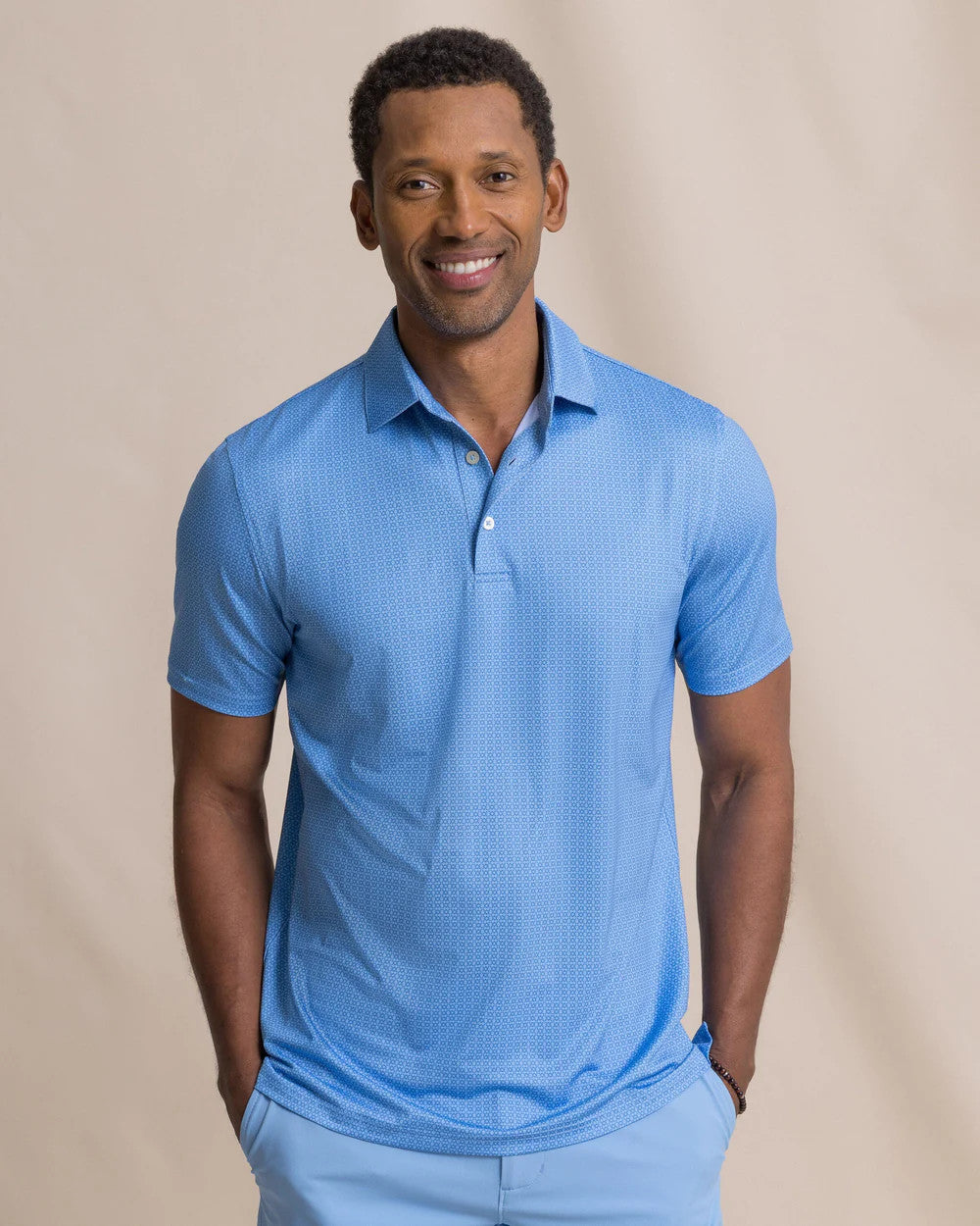 Southern Tide Driver Seaside Geo Polo Blue Stream