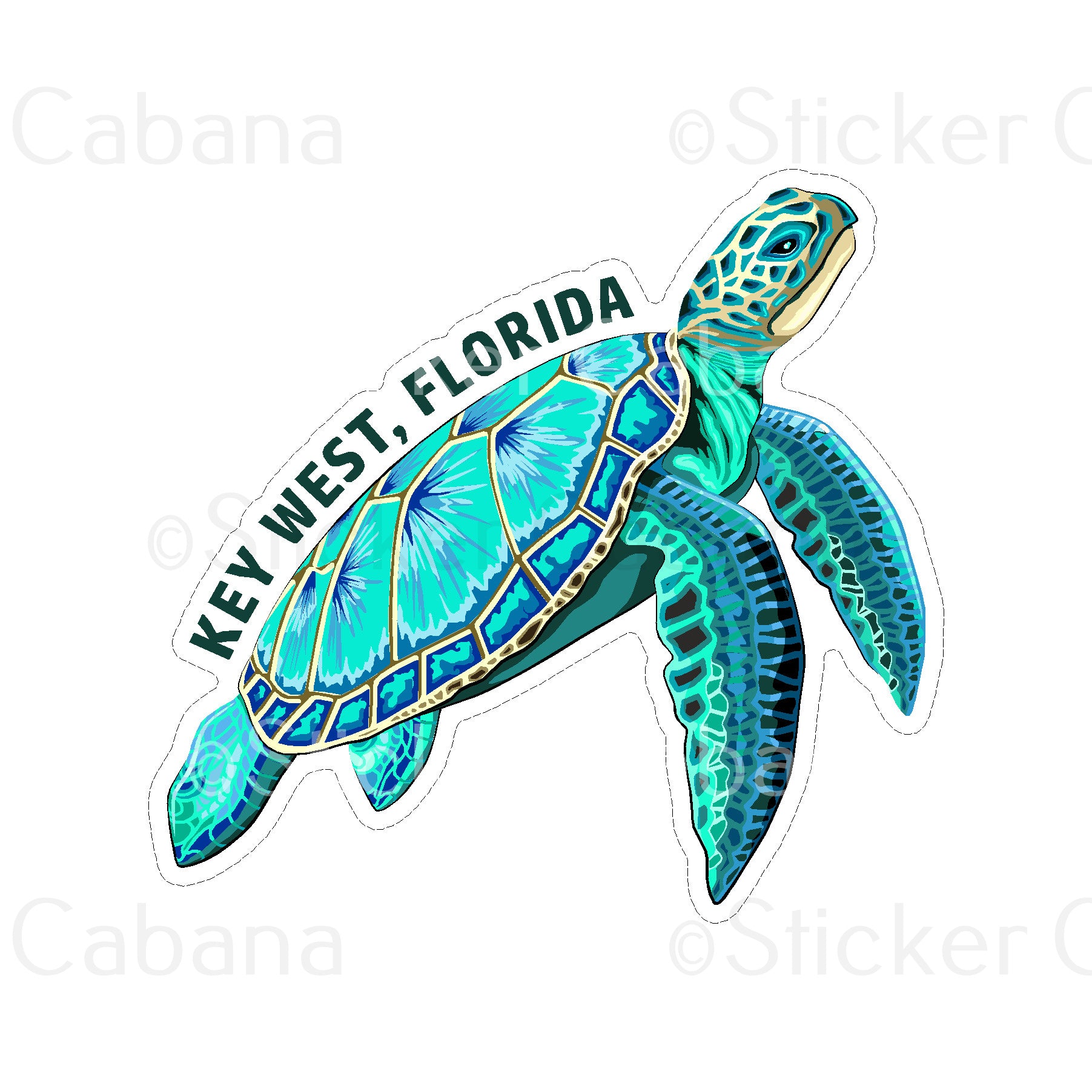 Sticker Cabana Key West Turtle Small Sticker